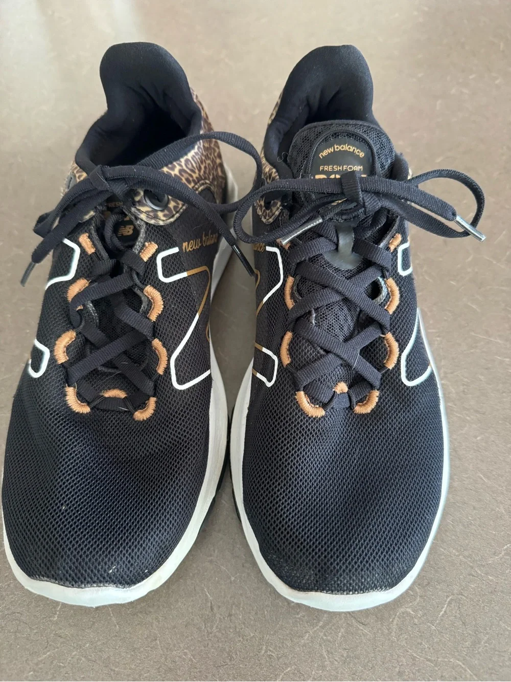 New Balance Black Sneakers with Leopard Print Accents